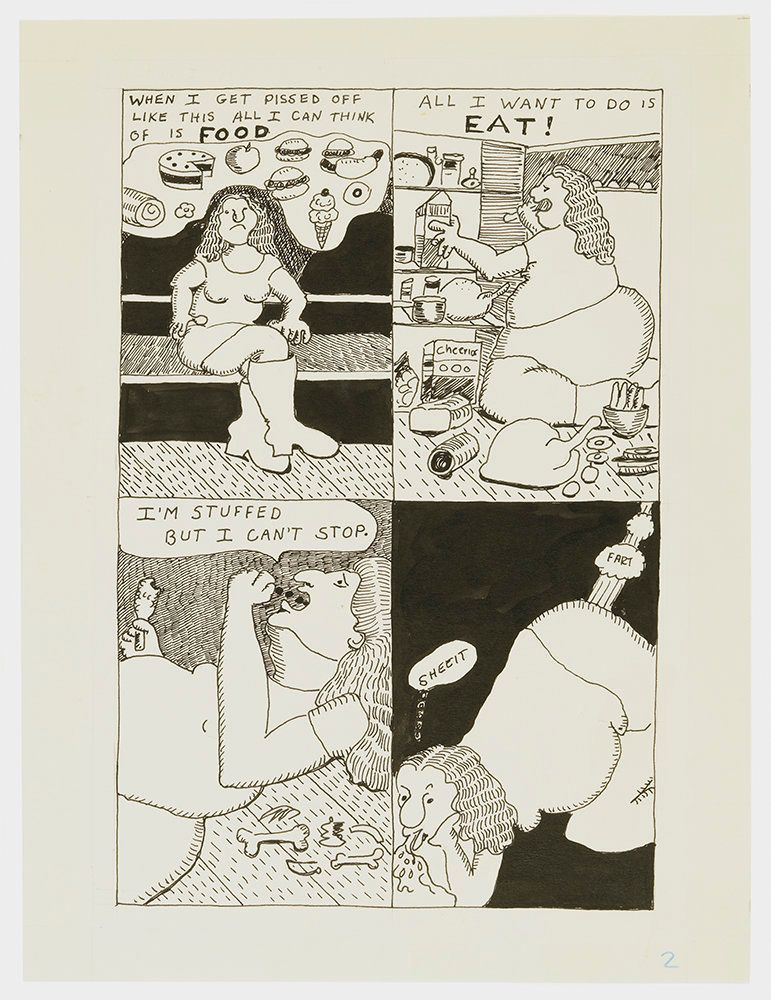 Aline Kominsky-Crumb, "Goldie Fanatic Frustration," page 2, 1975, ink on paper, 12 pages