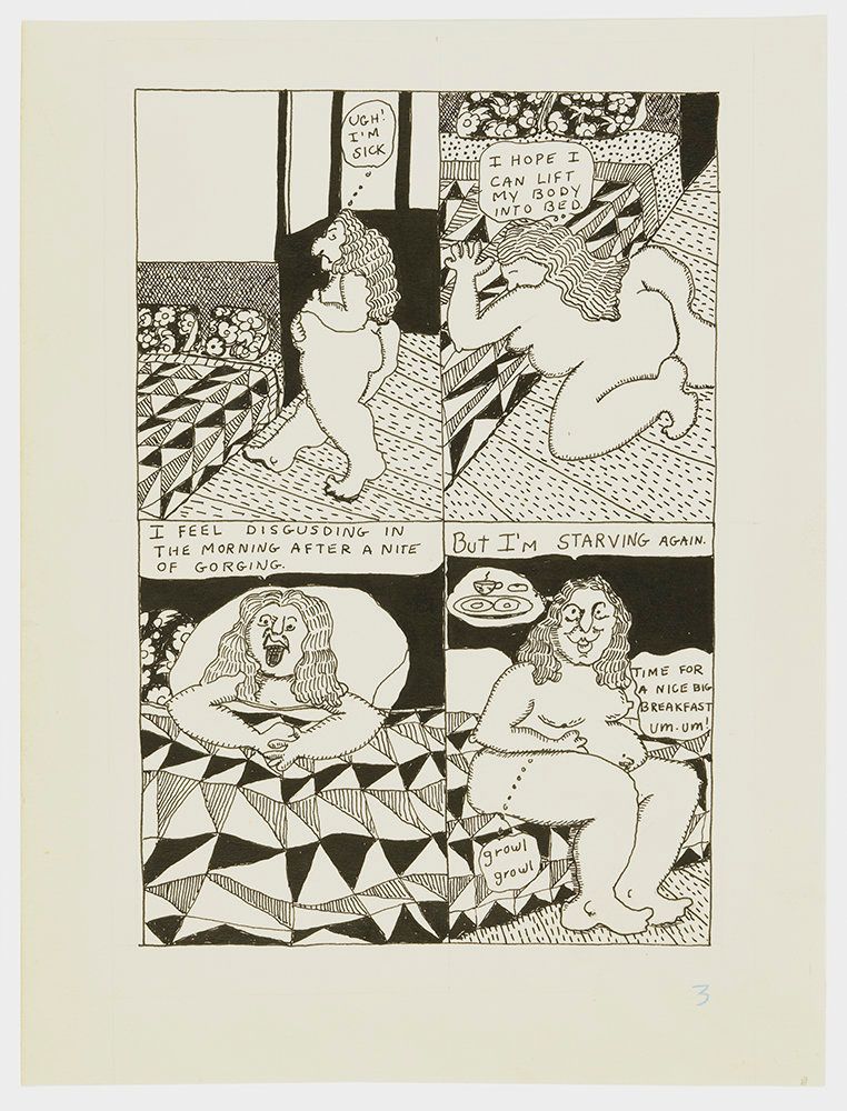 Aline Kominsky-Crumb, "Goldie Fanatic Frustation," page 3, 1975, ink on paper, 12 pages