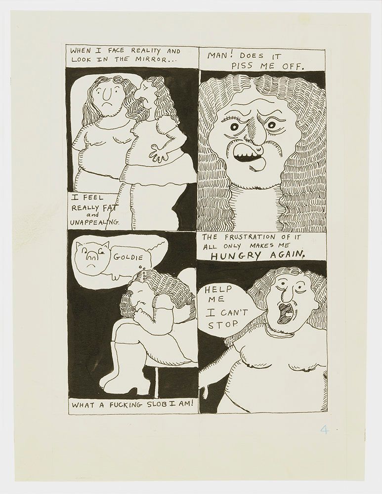 Aline Kominsky-Crumb, "Goldie Fanatic Frustation," page 4, 1975, ink on paper, 12 pages