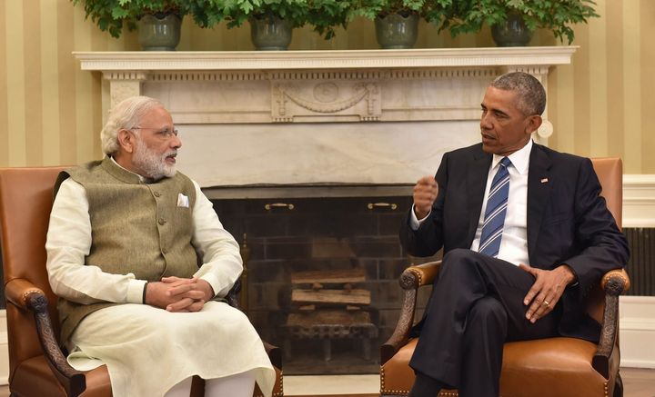 The Indian Prime Minister Narendra Modi meeting the US President Barack Obama in Oval Office at White House in Washington DC on June 07, 2016. 