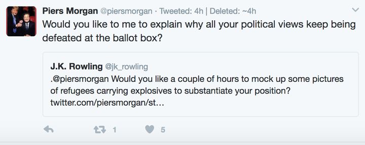 Note: This tweet was deleted by Morgan minutes later