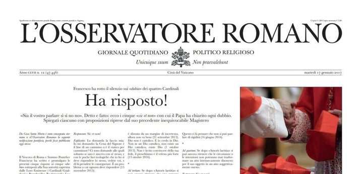 This fake front page mimics the official Vatican newspaper, L'Osservatore Romano.