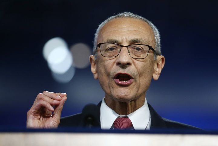 John Podesta, chairman of the 2016 Hillary Clinton presidential campaign, addresses the crowd her election night rally in New York. He said at an event on Wednesday that "it’s inexplicable that [the FBI was] so casual about the investigation of the Russian penetration of the DNC emails."