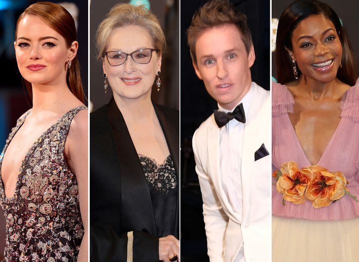 Emma Stone, Meryl Streep, Eddie Redmayne and Naomie Harris on the Bafta red carpet