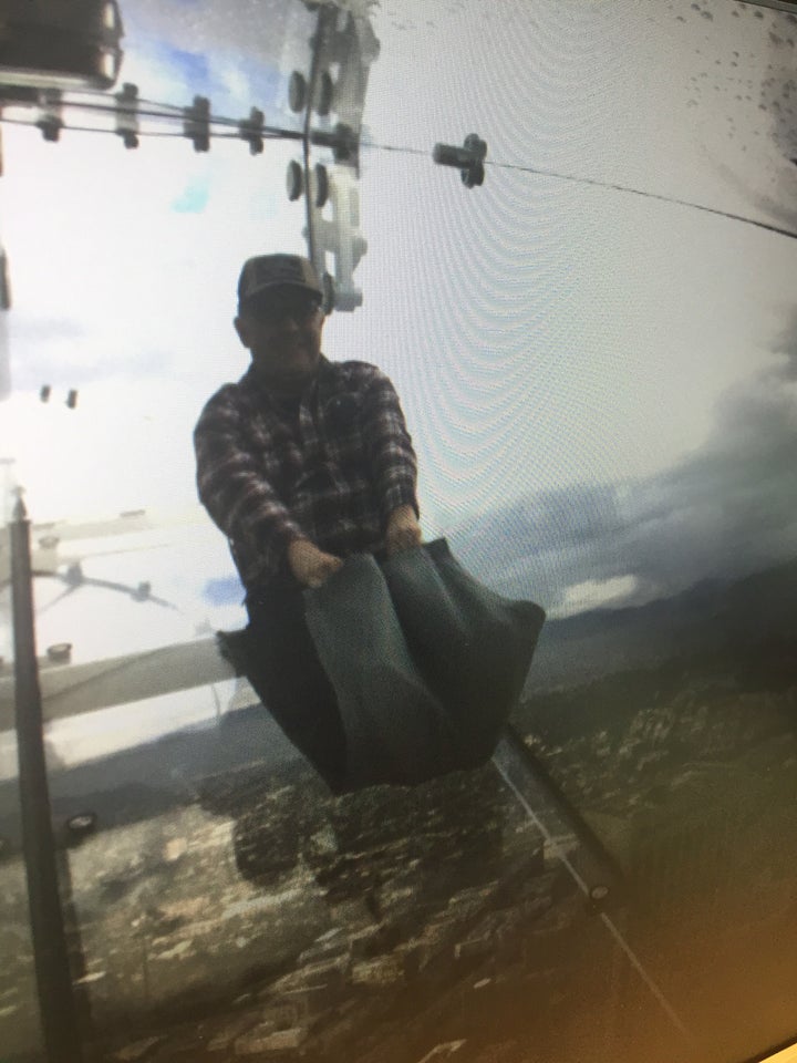 Riding ‘Skyslide’ high above the streets of Los Angeles.