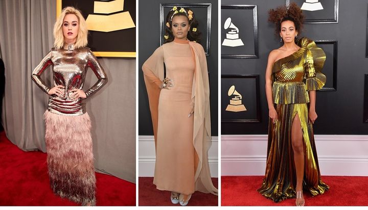 Katy Perry in Tom Ford, Andra Day in Vintage Christian Dior, Solange in Gucci