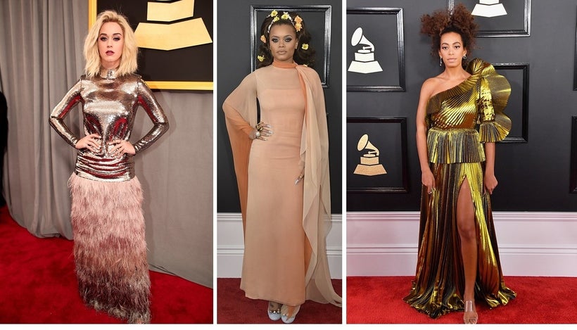 Katy Perry in Tom Ford, Andra Day in Vintage Christian Dior, Solange in Gucci