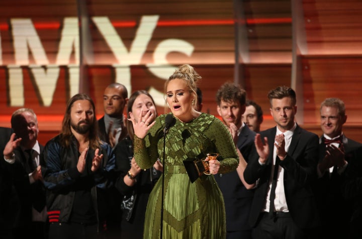 Adele won five awards at the 59th annual Grammy Awards on Sunday.