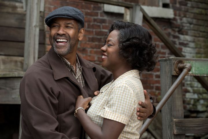 Denzel Washington and Viola Davis in character in 'Fences'