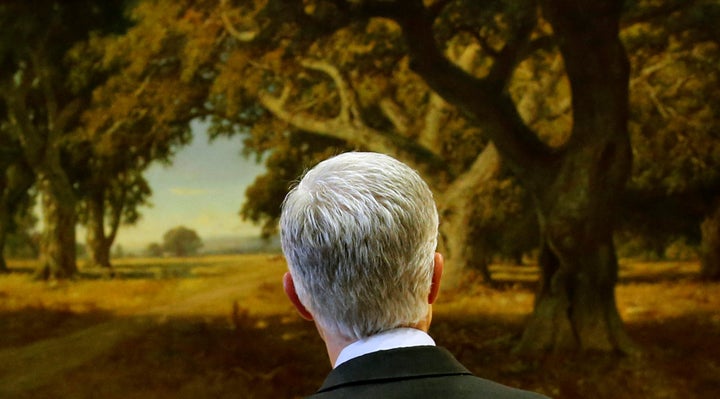 Supreme Court nominee Neil Gorsuch looks at a landscape painting in Sen. Dianne Feinstein's Washington office as he arrives for their meeting on Feb. 6.