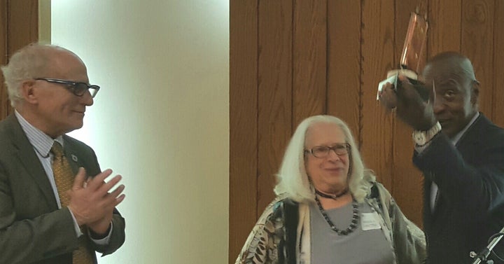 Outgoing JALSA President Mass. Rep. Frank Smizik and JALSA Executive Director Sheila Dector present award to Prof. Charles Ogletree.