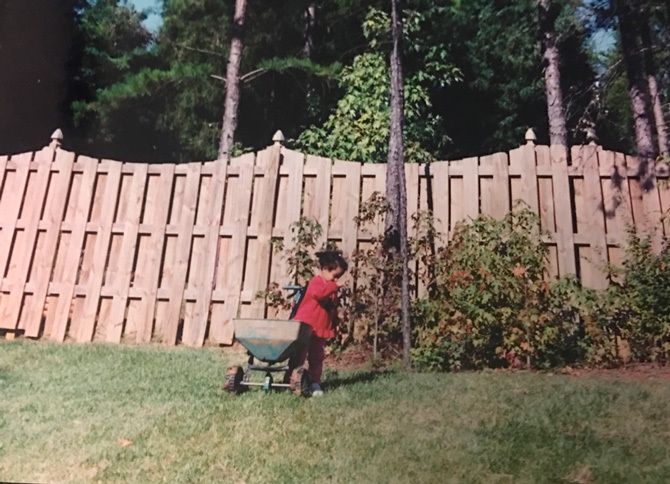 Playing in the backyard at three years old, when I dreamed of having a house with four bedrooms and a bigger kitchen. I had this dream until I was 10, before my American Dream was replaced with American need.