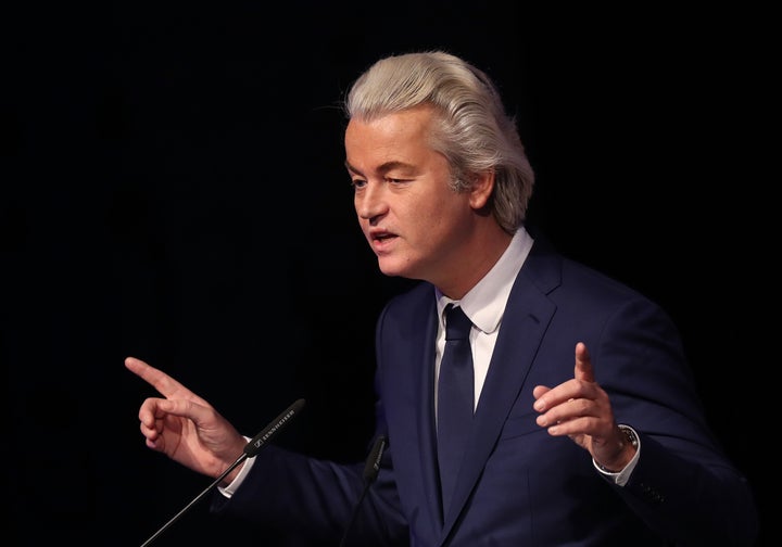 Geert Wilders, leader of the Dutch PVV political party, speaks at a conference of European right-wing parties. Jan. 21, Koble