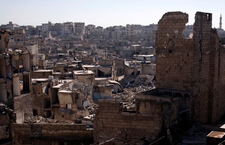 A photo shows the damage in the al Kalasa district of Aleppo, Syria, on Feb. 2, 2017.