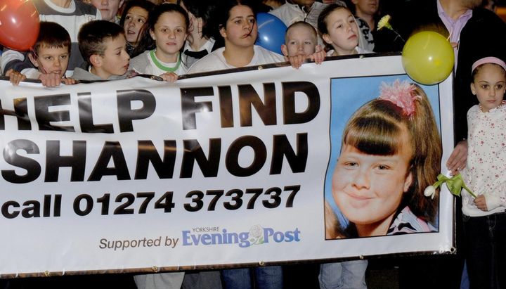 Supporters and family members of Shannon Matthews walk around Dewsbury tonight to try and find her on Tuesday February 26 2008