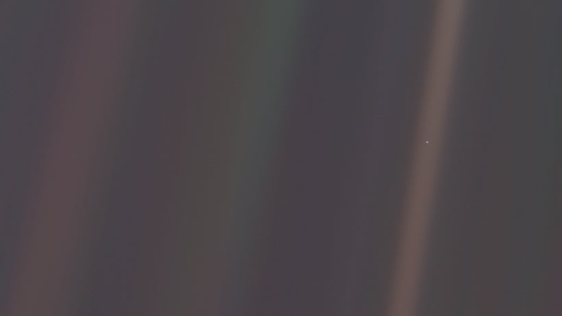 Pale Blue Dot - high resolution photo of the earth from outside our solar system