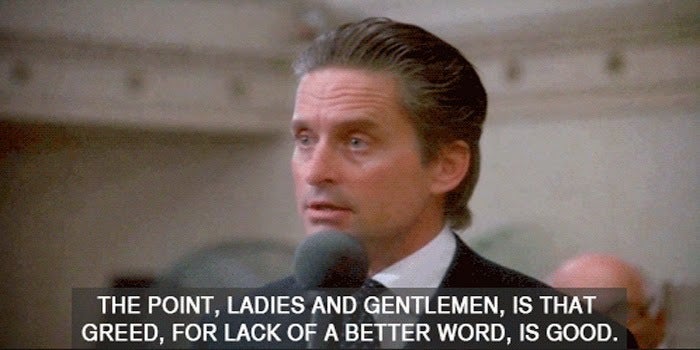 Michael Douglas as Gordon Gekko in “Wall Street”