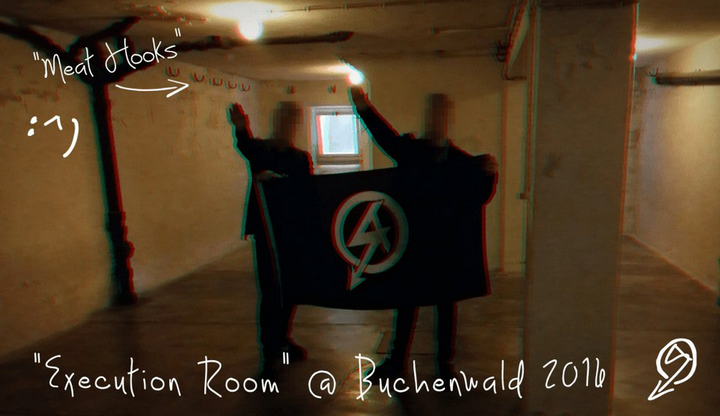 <strong>National Action members performed Nazi salutes at the Buchenwald Camp where nearly 50,000 people were killed</strong>