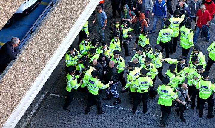 Police surround members of National Action in Liverpool 