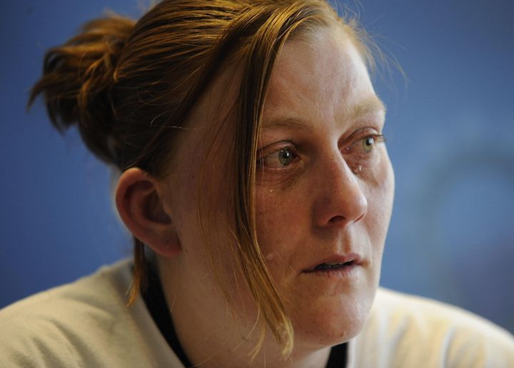 Karen Matthews during a tearful appeal for her missing daughter 