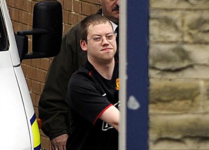 Meehan pictured at Dewsbury Police Station before answering child porn charges in court 