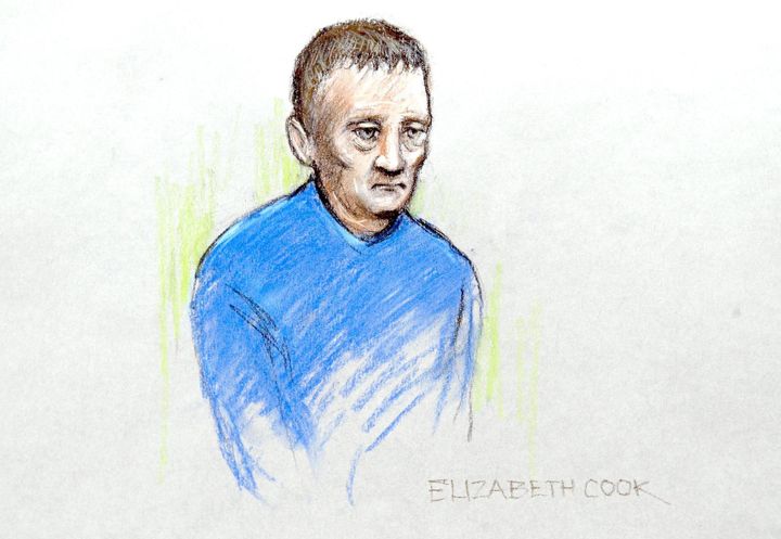 A court artists impression of Donovan in the dock at Dewsbury Magistrates Court in 2008