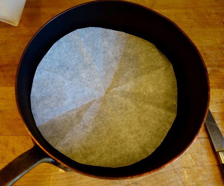 Lining the french-fry pan with parchment paper prevents sticking