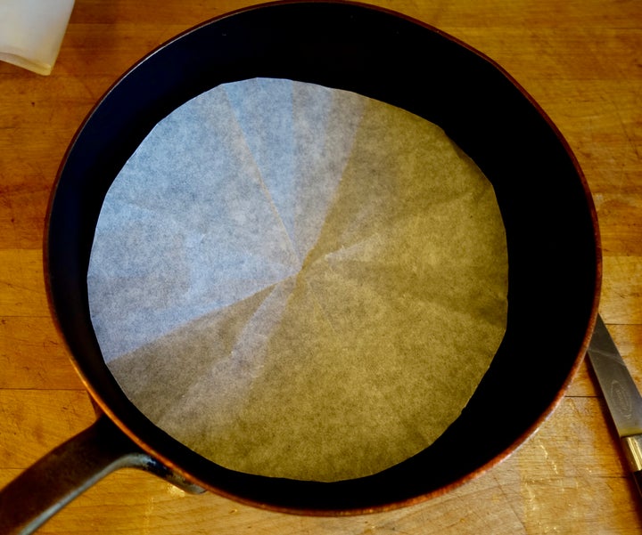 Lining the french-fry pan with parchment paper prevents sticking