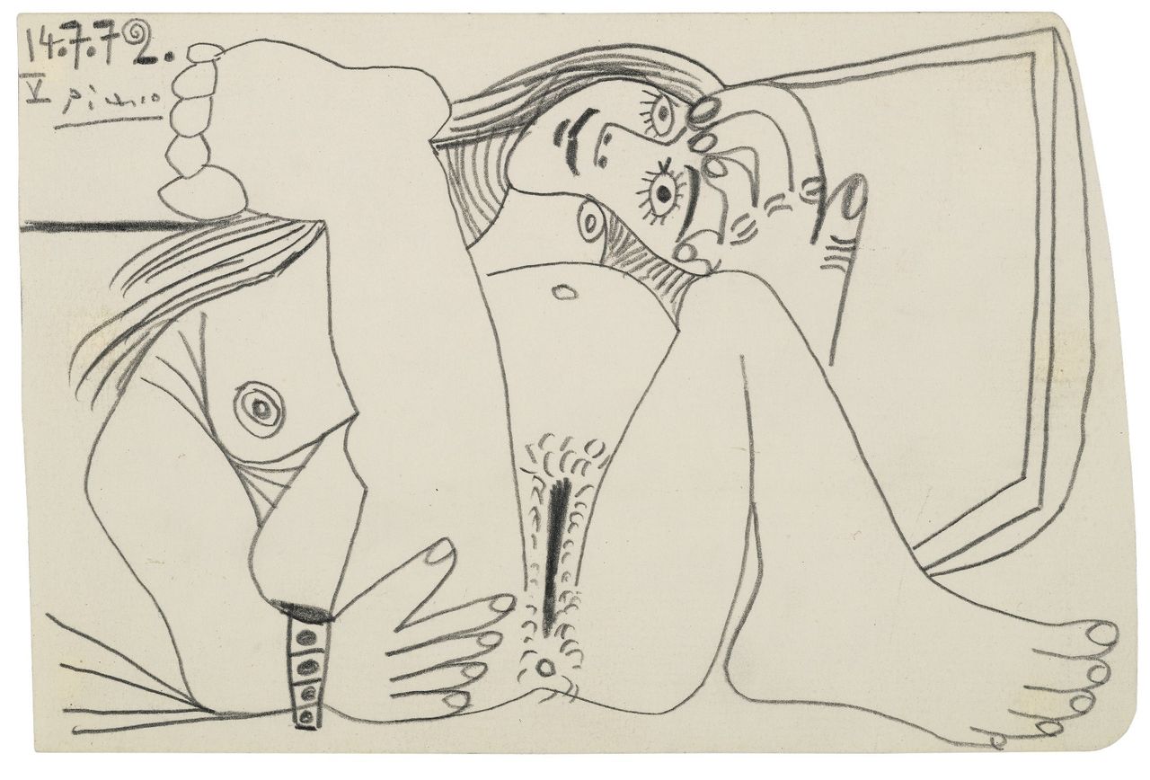 Pablo Picasso, "Nu couché," 1972. Pencil on paper, 13.6 x 20.3 cm. (Est. £60,000 to £80,000.)