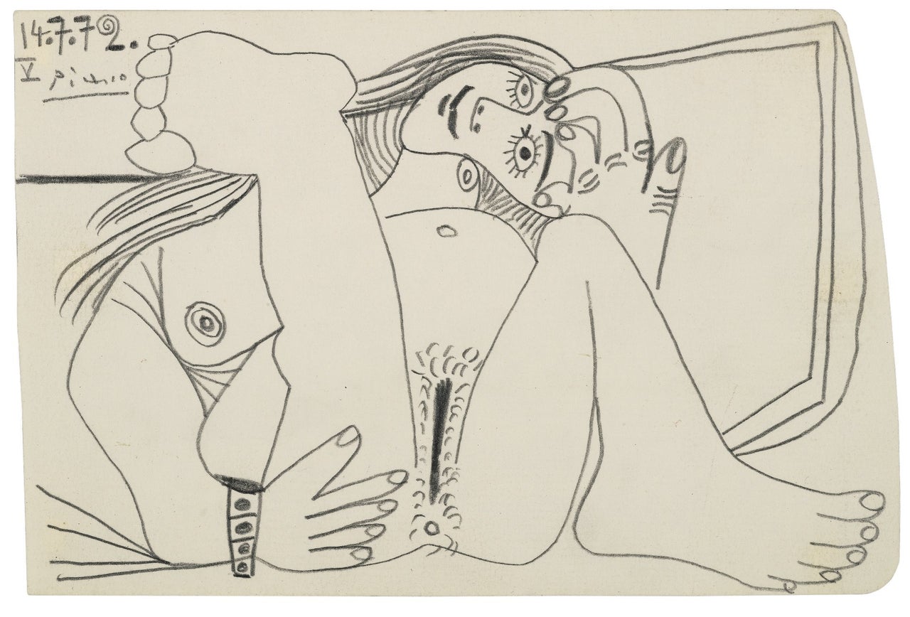 Pablo Picasso, "Nu couché," 1972. Pencil on paper, 13.6 x 20.3 cm. (Est. £60,000 to £80,000.)
