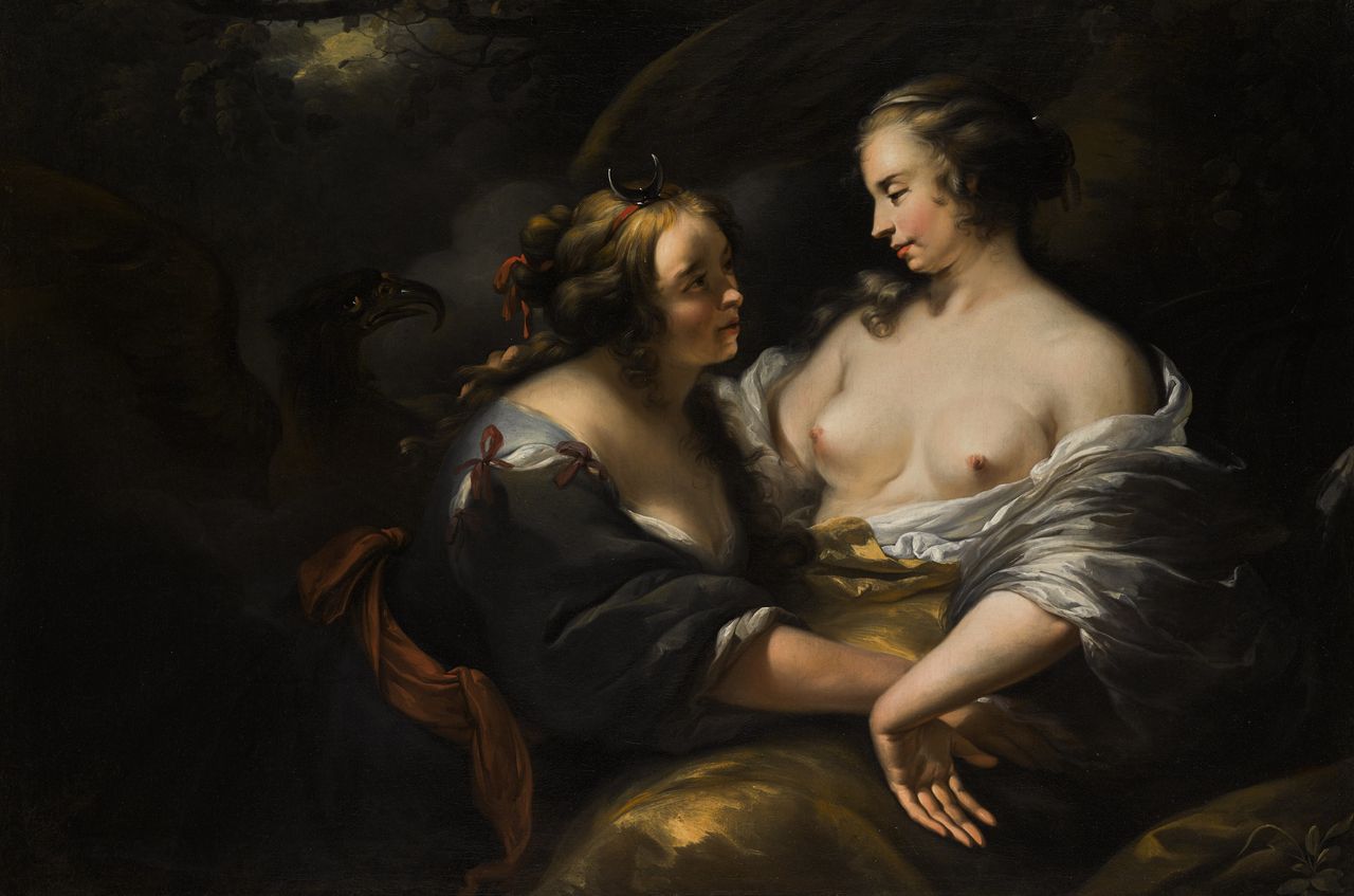 Nicolaes Pietersz, Berchem and studio, "Jupiter disguised as Diana seducing the nymph Callisto," 1620-1683. (Est. £30,000 to £40,000.)