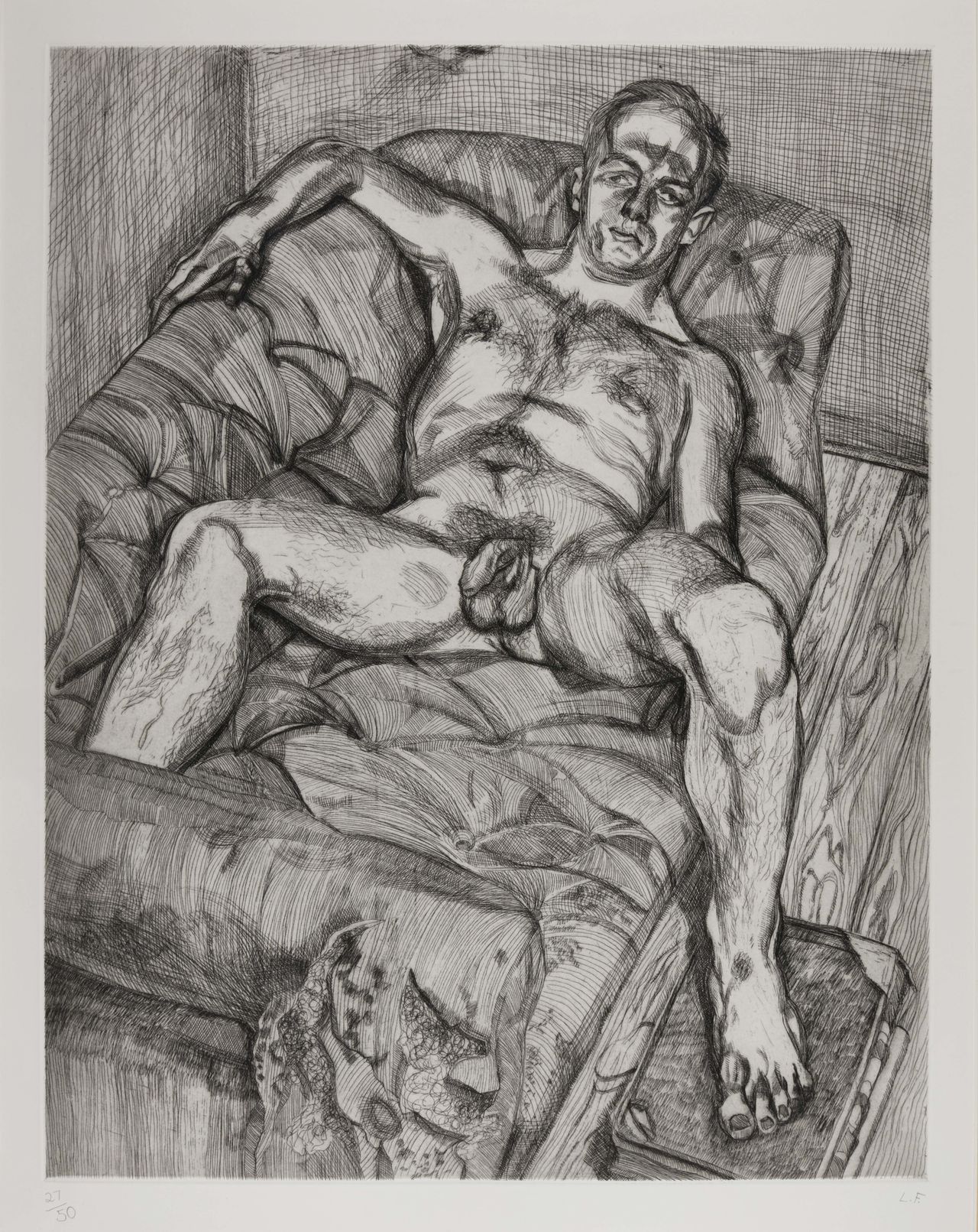 Lucian Freud, "Man Posing," 1985. (Est. £15,000 to £20,000.)