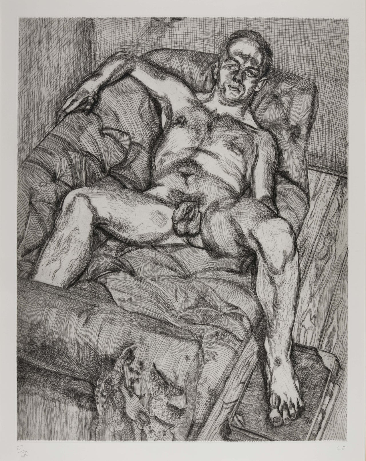 Lucian Freud, "Man Posing," 1985. (Est. £15,000 to £20,000.)