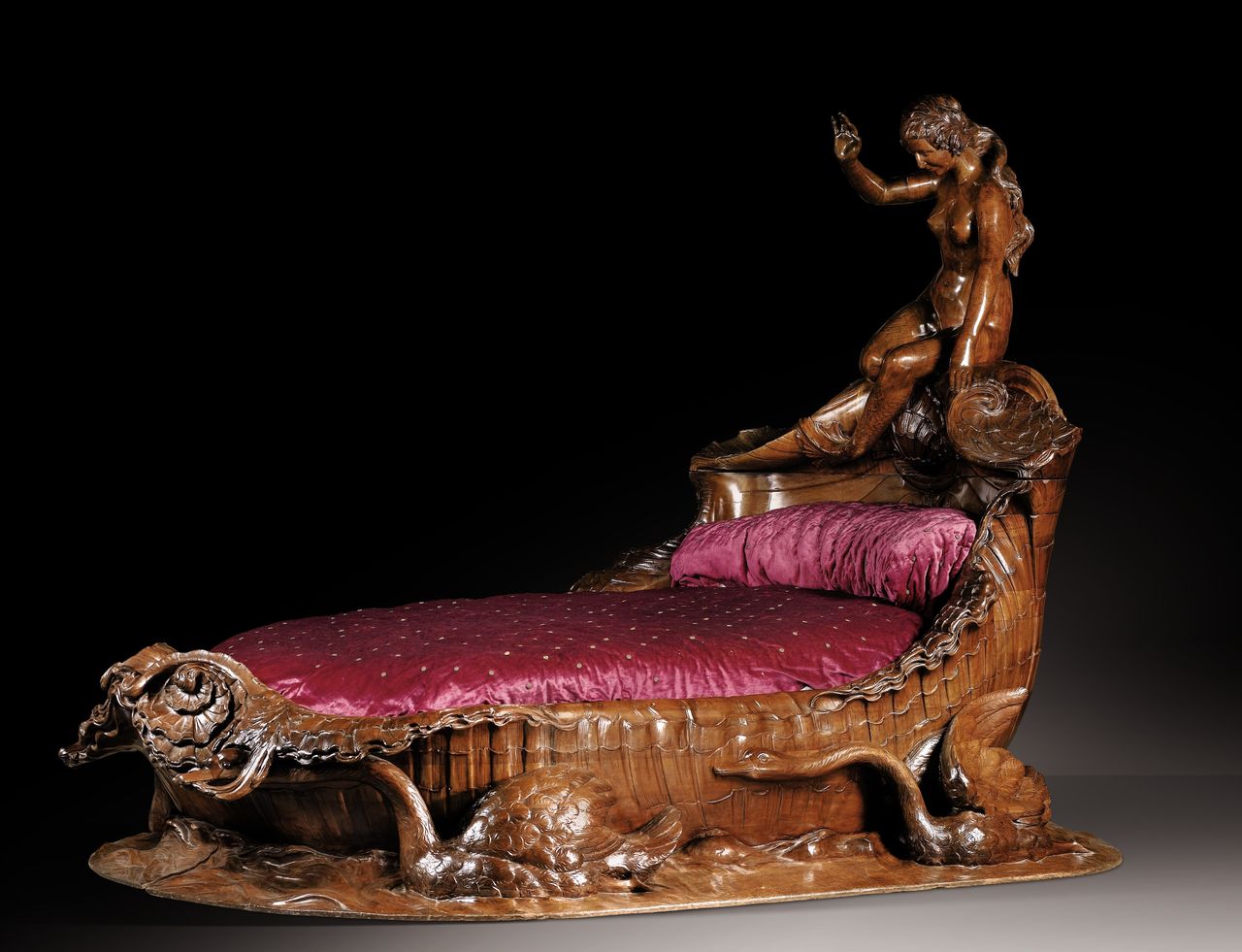 An exceptional carved mahogany bed, second half 19th century. (Est. £500,000 to £800,000.)