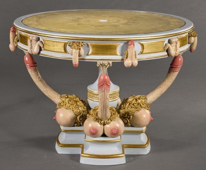 A painted plywood table, after that supposedly delivered to Catherine the Great, modern. (Est. £15,000 to £20,000.)