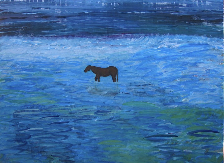<p><em>Waiting in the Wild</em>, Acrylic on canvas, 36 x 48 inches</p>