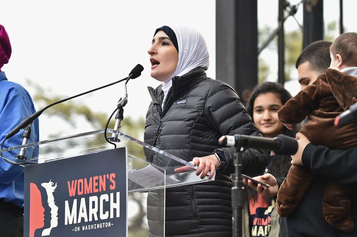 Linda Sarsour speaks onstage during the Women's March on Washington on January 21, 2017 in Washington, DC. 