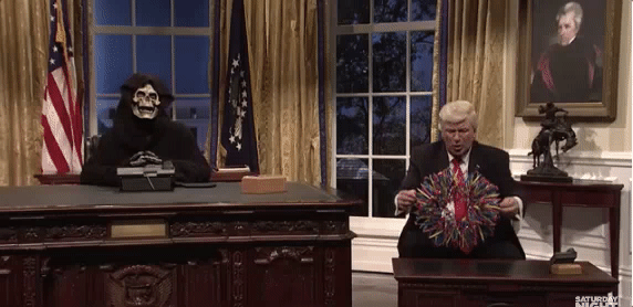  We are including this GIF to provide an example of the Steve Bannon impression on “SNL” and definitely not in the hope of further angering the president.