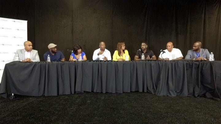 Holly and her guests from a recent townhall discussion about autism and policing, which included two former police officers a