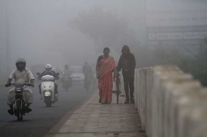 The eastern city of Bhubaneswar, India, is shrouded on Feb. 11. 
