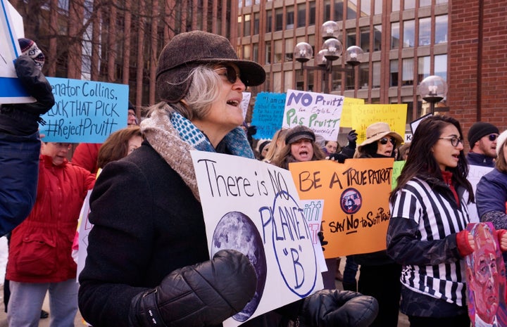 Protesters in Portland, Maine, rally to urge Republican Sen. Susan Collins to block the nomination of Scott Pruitt as head of the EPA.