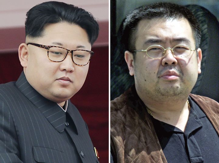 North Korean leader Kim Jong Un, left, and his brother Kim John Nam