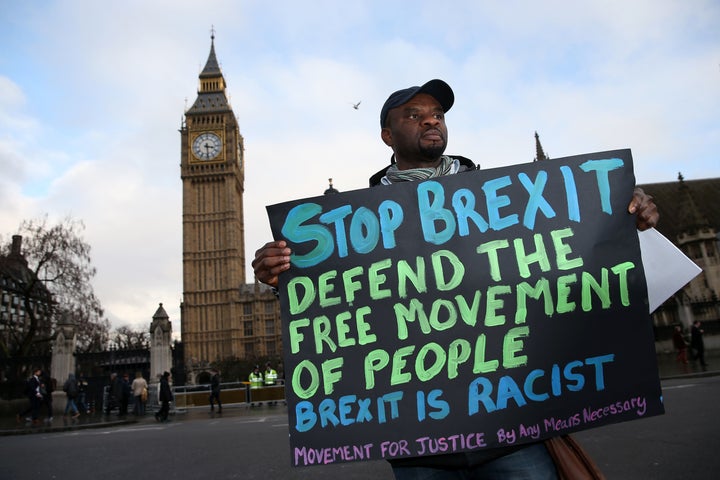 A Brexit protester