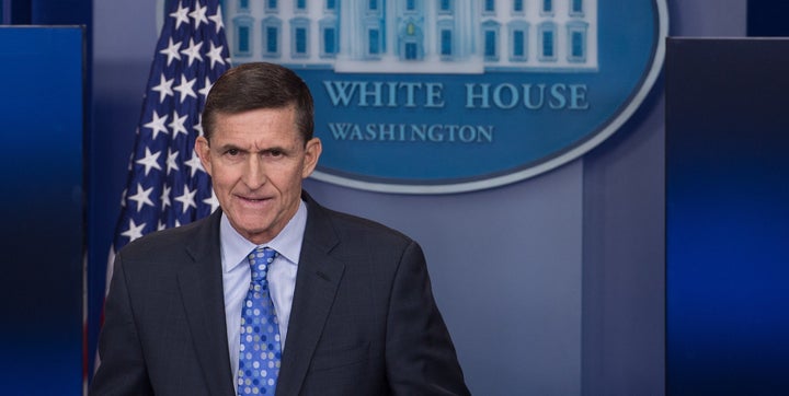 Former National Security Adviser Mike Flynn put Iran "on notice" during the daily press briefing at the White House in Washington, DC, on February 1, 2017.