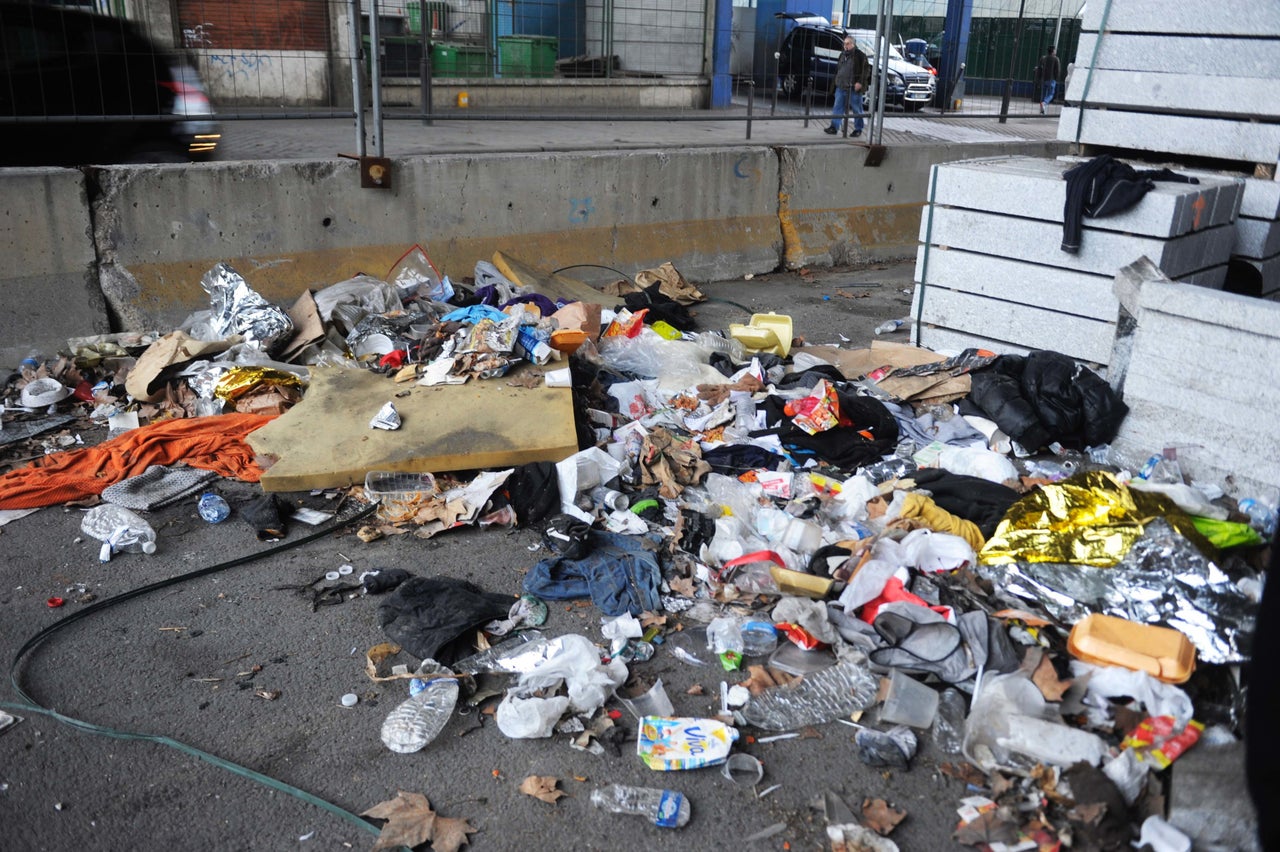 The outdoor areas that refugees and migrants are sleeping in are massive trash dumps.