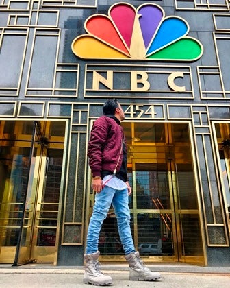 <p><em>Fam Mirza pictured in front of NBC Studio</em> </p>