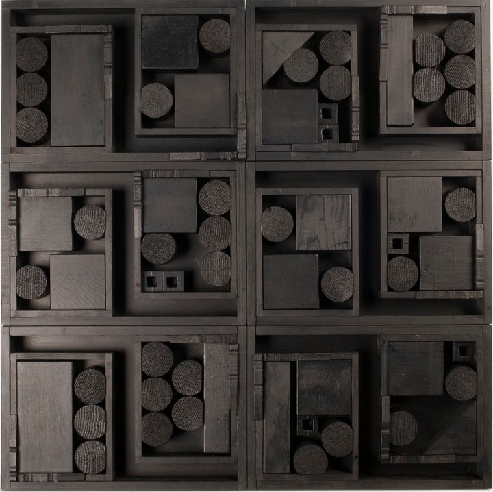 And this one.(Louise Nevelson's untitled work made of wood and black paint, 1985.)