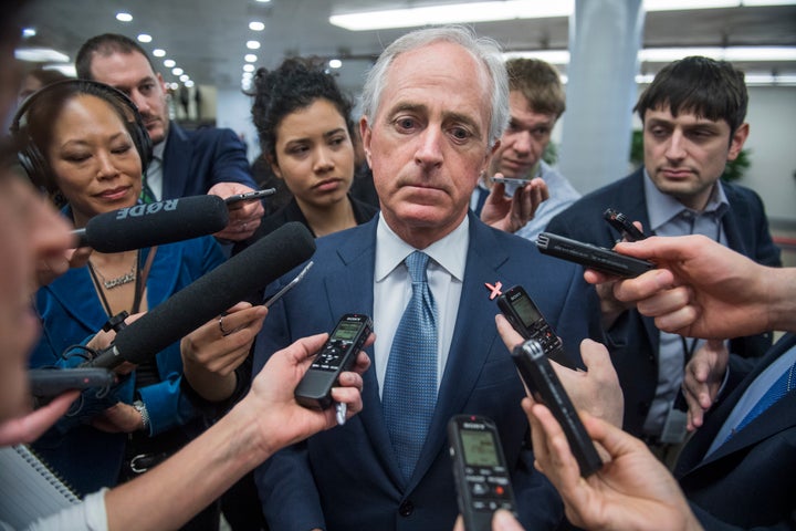 Sen. Bob Corker takes questions on reports that members of Trump's team were in contact with Russian officials throughou