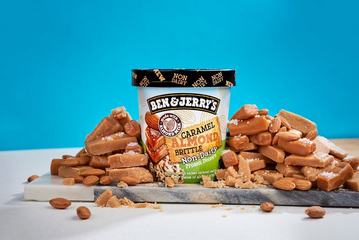 "Almond with salted caramel swirls and pieces of almond brittle."