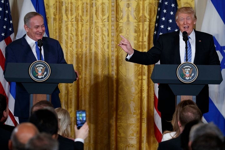 Israeli Prime Minister Benjamin Netanyahu with President Donald Trump at the White House on Feb. 15.